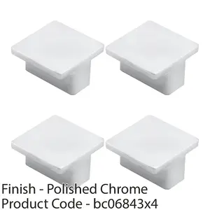 4 PACK - Square T Shape Cupboard Door Knob 38 x 38mm Polished Chrome Cabinet Handle