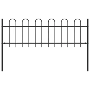 Berkfield Garden Fence with Hoop Top Steel 1.7 m Black