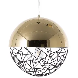 Beliani Retro Metal Pendant Lamp Gold PADMA