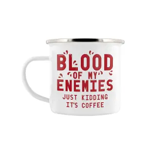 Grindstore The Blood Of My Enemies Enamelled Mug White/Red (One Size)