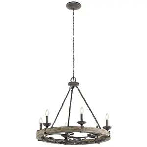 Elstead Taulbee 6 Light Chandelier Zinc Finish, E14