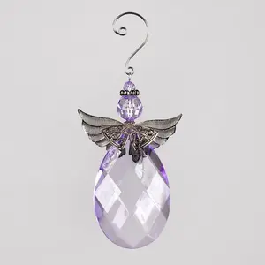 Acrylic Crystal Angel Hanging Figurine Ornament Purple/Silver