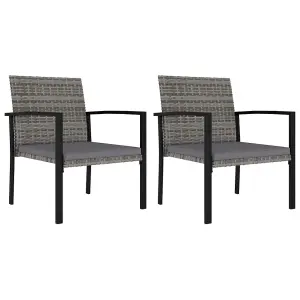 Berkfield Garden Dining Chairs 2 pcs Poly Rattan Grey