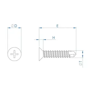 4.2mm x 19mm Countersunk Self Drilling Tekking Screws Zinc Plated Fixing For Windows Roofing Pack of 20