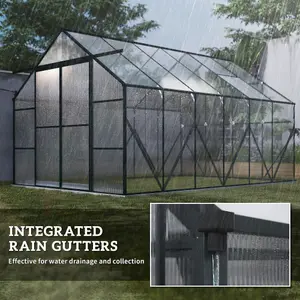 Outsunny 8x12ft Polycarbonate Walk-in Greenhouse Outdoor w/ Double Sliding Door