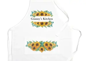 Purely Home Grannys Kitchen Apron - Sunflower Cooking & Baking Gift for Granny