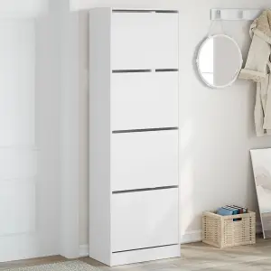 Berkfield Shoe Cabinet with 4 Flip-Drawers White 60x34x187.5 cm