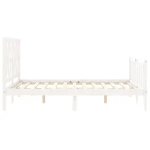 Berkfield Bed Frame with Headboard White 140x190 cm Solid Wood