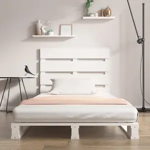 Berkfield Bed Frame White 75x190 cm Solid Wood Pine 2FT6 Small Single