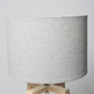 Natural Wooden Table Lamp with Linen Look Shade Criss Cross Legs