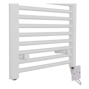 Rinse Bathrooms Prefilled Electric Straight Heated Towel Rail Radiator for Bathroom Kitchen White 1100x500mm - 250W