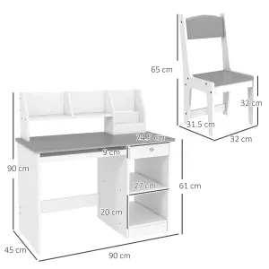 ZONEKIZ Kids Desk and Chair Set with Storage, for Ages 5-8 Years