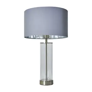 Glass Table Lamp Grey/Chrome