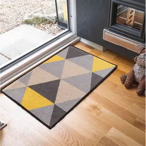 Yeprad Door Mat Grey/Yellow/Beige / Rectangle 80 x 150cm