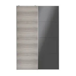 Atomia Panelled Grey & anthracite oak effect High gloss 2 door Sliding Wardrobe Door kit (H)2250mm (W)1500mm