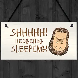 Funny Hedgehog Sign Garden Plaques Hedgehog Sleeping Outdoor Sign Family Gift