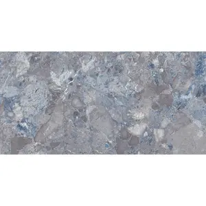 Vance Polished Blue Stone Effect Porcelain Wall & Floor Tile - Pack of 32 Tiles, 23m² - (L)600(W)1200mm