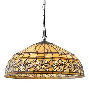 Tiffany Glass Hanging Ceiling Pendant Light Floral Autumn Lamp Shade i00071