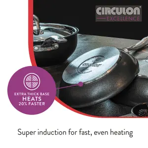 Circulon Excellence Black Round Hard Anodised Aluminium Easy Clean Non-Stick Milk Pan 16cm, 1.4L