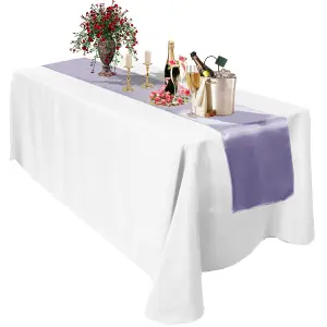 Neel Blue 11x 108 Inch Plain Satin Silk Table Runner, Lavender