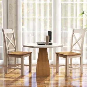 COSTWAY Wooden Dining Chairs Set of 2 Armless Kitchen Chairs with High Back