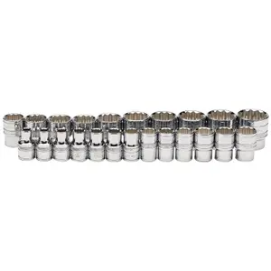 Draper 1/2" Sq. Dr. Loose Metric Polished Chrome Sockets 23 piece 34561