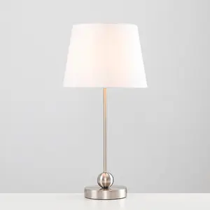 Edelfried 45cm Table Lamp White / Brushed Chrome / No