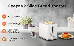 GEEPAS Kitchen 3.5L Air Fryer, 2 Slice Toaster & 1.7L Kettle Combo Set, White