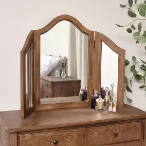 Melody Maison Dark Wood Triple Dressing Table Mirror - Ashwell Range