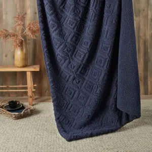 Romo Navy Super Soft Fleece & Sherpa Throw