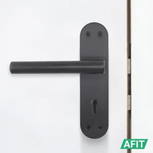 AFIT Matt Black Door Handle Key Lock Set - 1 Pair of Internal T-Bar Handles, Hinges (76mm), Sash Lock (64mm) & Keys - Olvera Range