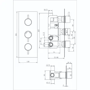 Venus Chrome Concealed Thermostatic Shower Valve With Round Controls & Dual Outlet