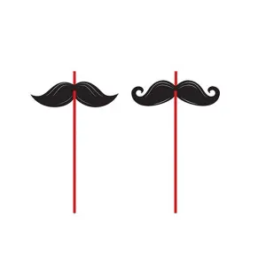 Creative Party Paper Moustache Disposable Straws (Pack of 6) Red/Black (One Size)