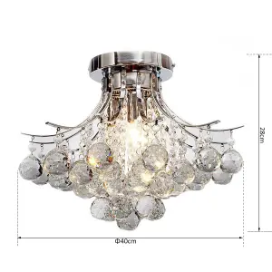 HOMCOM Modern K9 Crystal Chandelier Ceiling Lighting Pendant Lamp with 3 Light