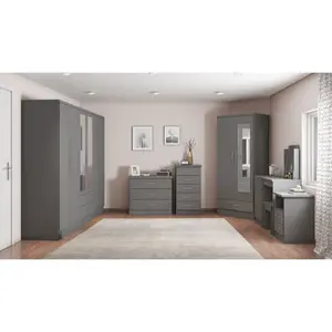 Cascio 2 Drawer Bedside Table 3D Effect Grey