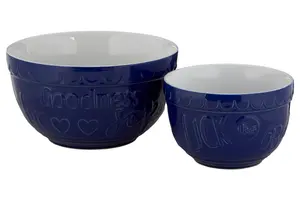 Maison by Premier Set Of Two Gigi Blue And White Mixing Bowls