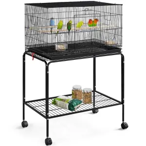 Yaheetech Black Metal Bird Cage Flight Cage with Rolling Stand Extra Space