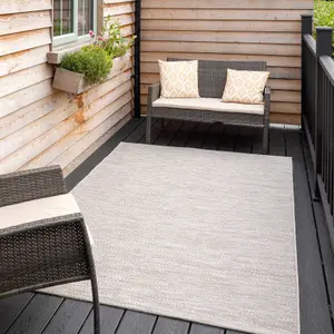 Beige Woven Flatweave Indoor Outdoor Hardwearing Area Rug 80x150cm