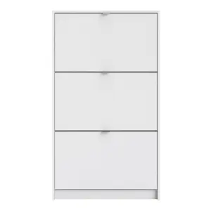 Shoes Shoe cabinet  w. 3 tilting doors and 2 layers White