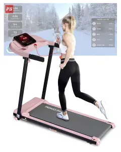 REKA Fitness Pink Home Motorised Treadmill, FitShow APP, Walk / Run, 12kph