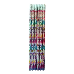 Henbrandt Unicorn Pencil With Eraser (Pack of 6) Purple/Pink/White (One Size)