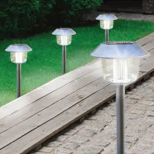 4PK S/S Solar LED Oblique Cap Stake Light