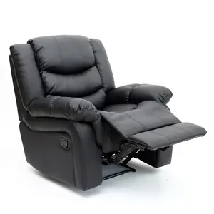 Seattle Manual Recliner Armchair Sofa Home Lounge Bonded Leather Chair (Black)