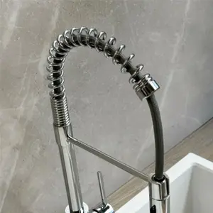 Liquida CT594CH Chrome Spring Style Kitchen Mixer Tap With Pull Out Spray Head