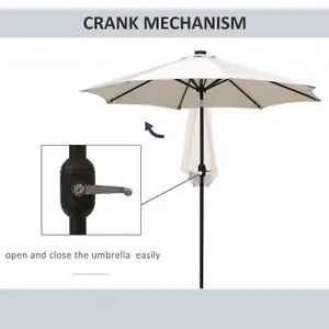 Outsunny Outdoor Garden Solar Power 24 LED light Parasol Sun Umbrella Crank Tilt