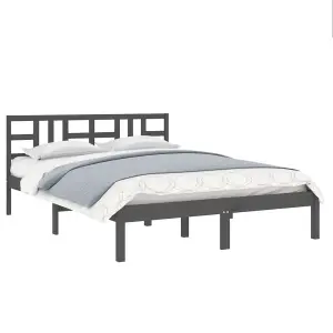 Berkfield Bed Frame Grey Solid Wood 120x200 cm