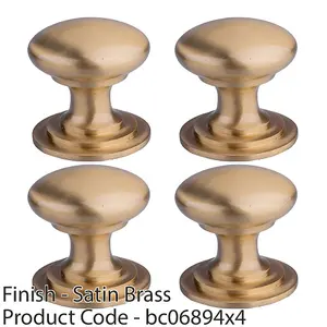 4 PACK - Victorian Tiered Door Knob - 32mm Satin Brass Cabinet Pull Handle Round Rose