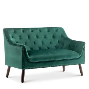 2 Seater Loveseat Small Sofa in Emerald Green Velvet