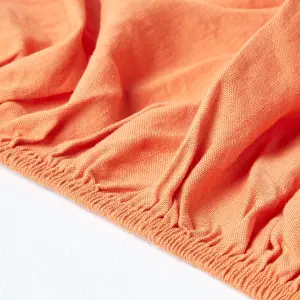 Homescapes Burnt Orange Linen Deep Fitted Sheet, Double