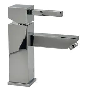 Emperor Chrome Modern Square Bathroom Sink Basin Mixer Tap - Single Lever Mono Faucet with Push Waste Plug